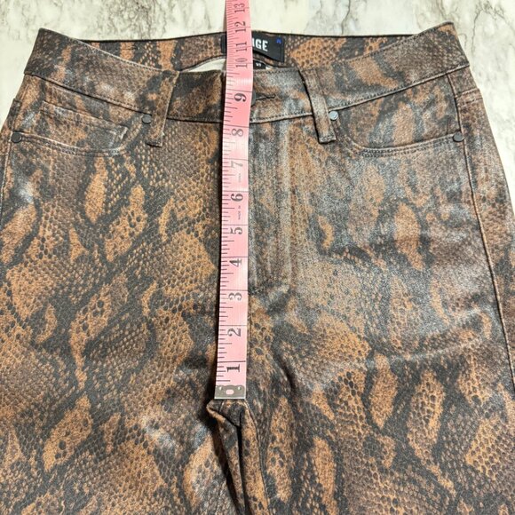 PAIGE Hoxton Ultra Skinny Coated Brown Snake Print Jeans Sz. 27 - Picture 11 of 12
